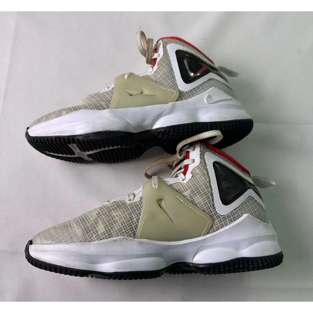 Nike LeBron 19 Sketch PS White‎ Red Black Basketball Shoes DD0421-101 Kids 1.5Y